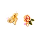 Garden Series Enamel Glazed Flower Imitation Pearl Zircon Stud Earrings 925 Silver Needle