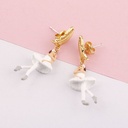 Golden Further Ballet Girl Enamel Earrings Jewelry Stud Clip Earrings