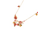 Hand Enamel Maple Leaves Crystal Set Necklace Alloy Gold Really Plated Women Jewelry