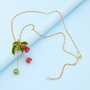 Hand Painted Enamel Flower Leaf Pendant Collarbone Necklace