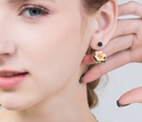 Flower And Crystal Enamel Stud Earrings