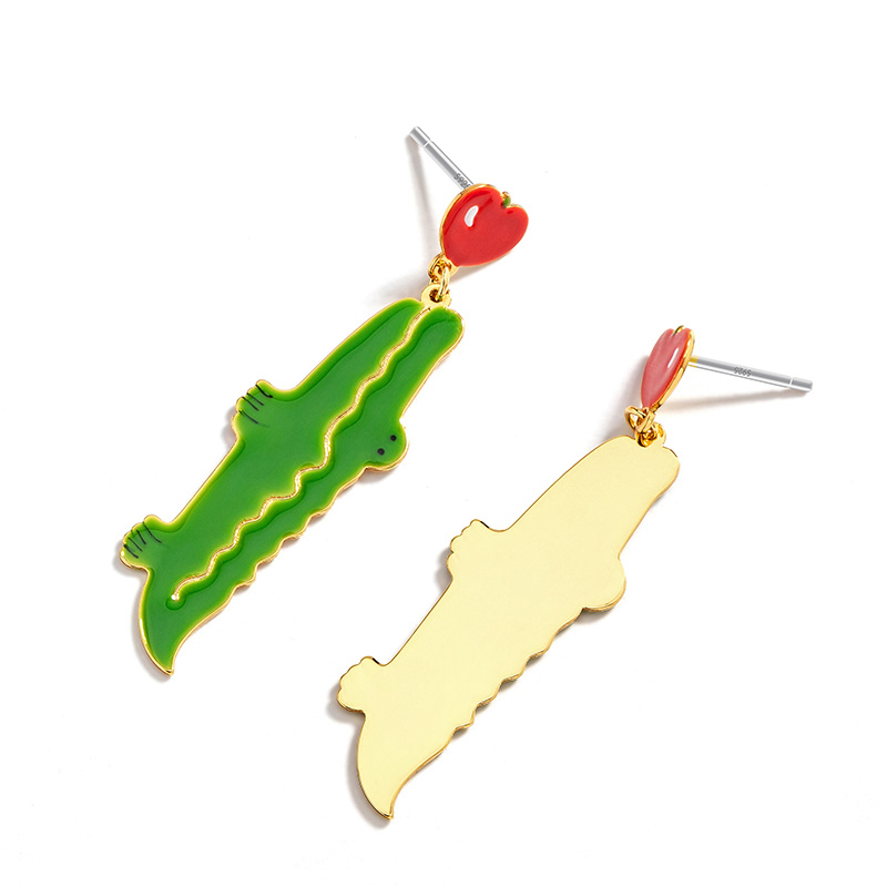 Crocodile Apple Enamel Earrings