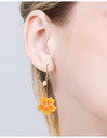 Cherry Blossom Flower Asymmetrical Enamel Hook Earrings