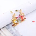 Canary Birdcage Enamel Earrings Jewelry Stud Clip Earrings