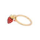 Hand Painted Enamel Strawberry Ring Adjustable Size