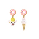 Ice Cream Rabbit Goat Asymmetric Enamel Earrings Jewelry Stud Clip Earrings