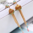 Jellyfish Long Tassel 925 Silver Needle Enamel Earrings Jewelry Stud Earrings