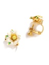 Hand Painted Enamel Glazed Strawberry Flower Gold Plated Copper