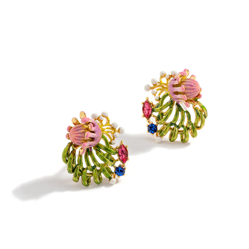 Flower And Crystal Earrings