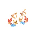 Coral Underwater World Enamel Earrings Jewelry Stud Clip Earrings