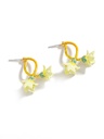 Lily Yellow Flower Enamel Stud Earrings Jewelry Gift