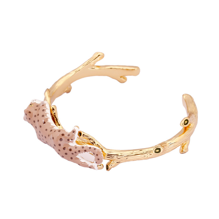 Leopard Gold Plated Jewelry Enamel Bracelet