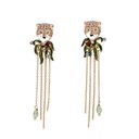 Leopard Long Tassel Enamel Earrings Jewelry Stud Clip Earrings