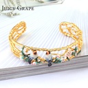 Lovebird Cherry Blossom Gold Plated Jewelry Enamel Bracelet