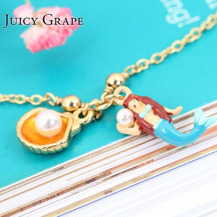 Mermaid Shell Pearl Gold Silver Plated Jewelry Enamel Bracelet