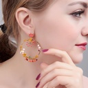 Mushroom Tassel Crystal Enamel Earrings Stud Earrings