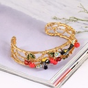 Oriole Cherry Hollowed Out Gold Plated Jewelry Enamel Bracelet