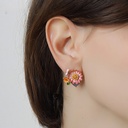 Flower And Stone Enamel Earrings