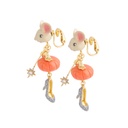 Mouse Numpkin Crystal Shoes Enamel Earring Stud Clip Earring