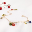 Red Flower Green Leaf Pendant Plant Series Jewelry Enamel Bracelet