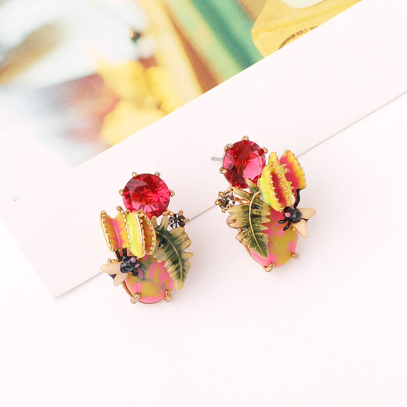 Snapper Small Insect Enamel Earrings Jewelry Stud Earrings