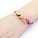 Pink Flower Lotus And Stone Enamel Bracelet