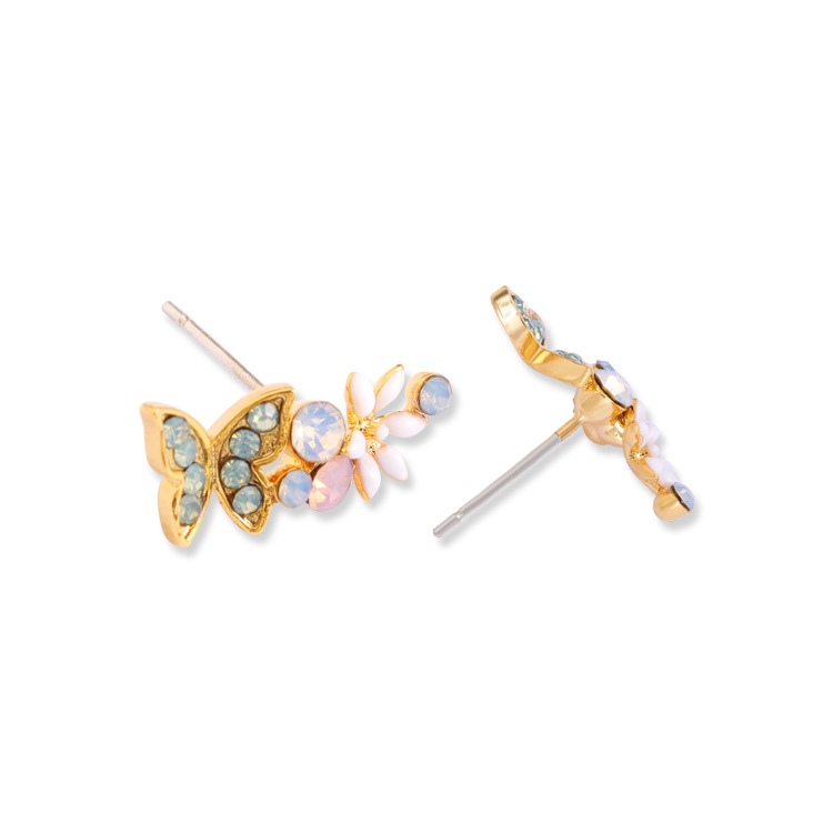 Butterfly Flower Enamel Stud Earrings