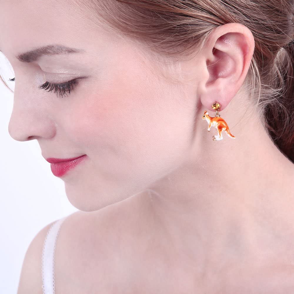 Small Kangaroo Tassel Enamel Earrings Jewelry Stud Earrings