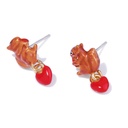 Squirrel Red Heart Enamel Earrings Jewelry Stud Earrings