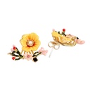 Yellow Flower Branch Enamel Earrings Jewelry Stud Earrings