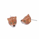 Leopard Panther Head Enamel Stud Earrings