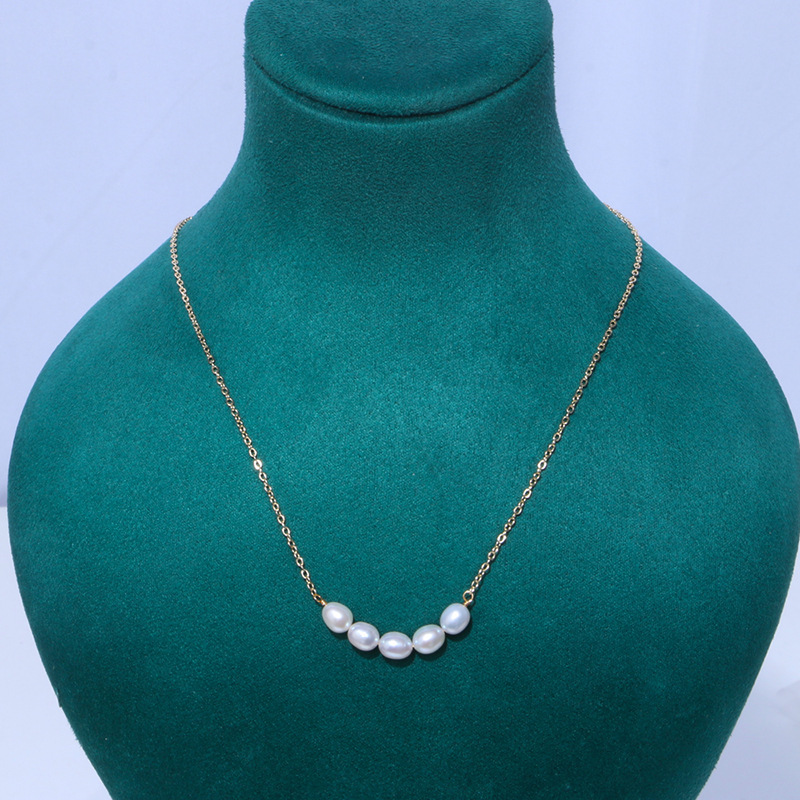 Freshwater Pearl Smile 14K Gold Plated Collarbone Necklace