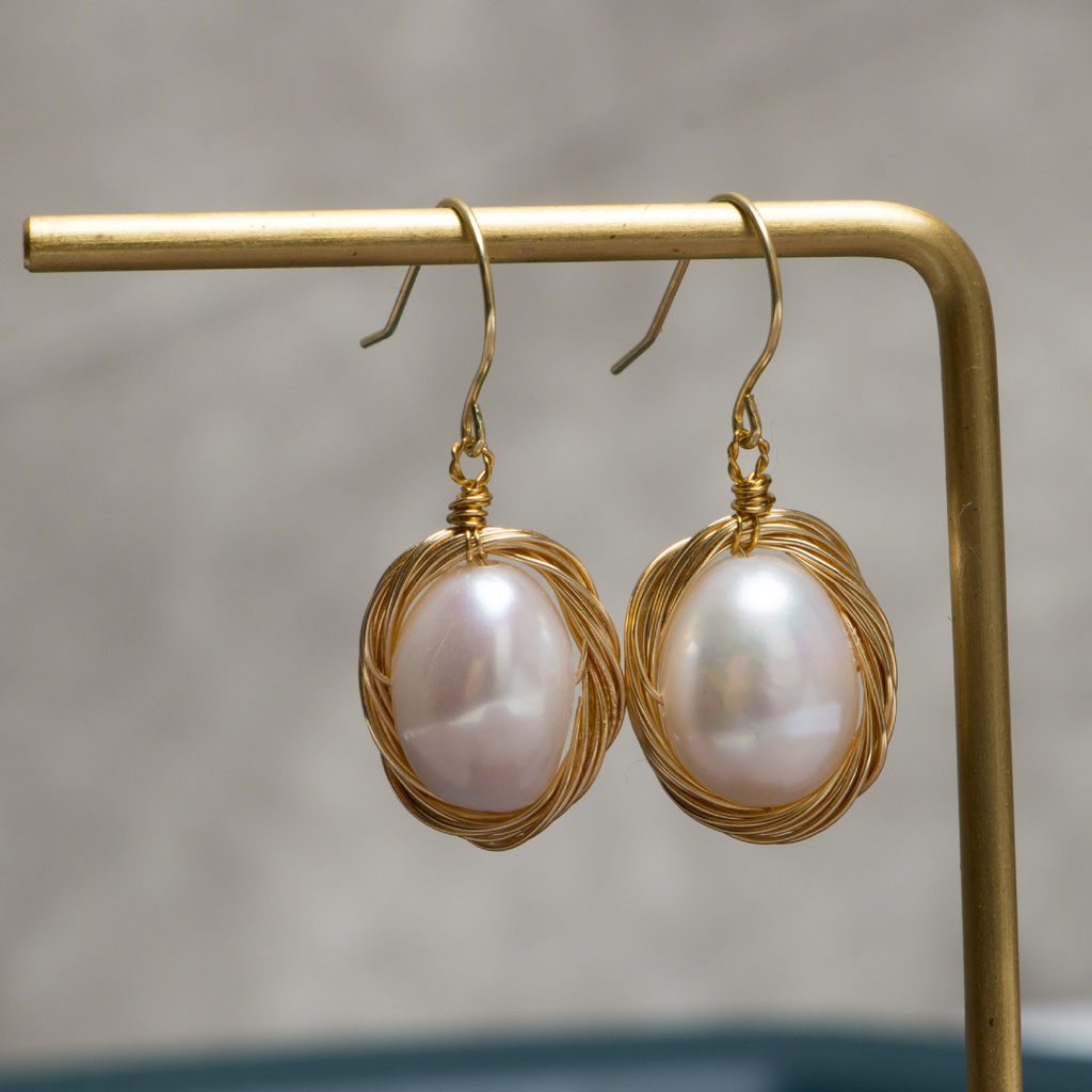 Freshwater Pearl Bridesmaid Wedding Hook Earrings 14k Gold Filled