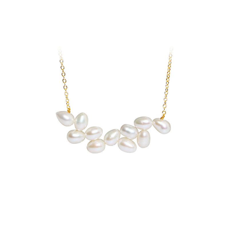 Freshwater Pearl Rice Shape Collarbone  Bridesmaid Wedding Necklace