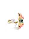 Summer Fresh Butterfly with Pearl Opening Adjustable Ring