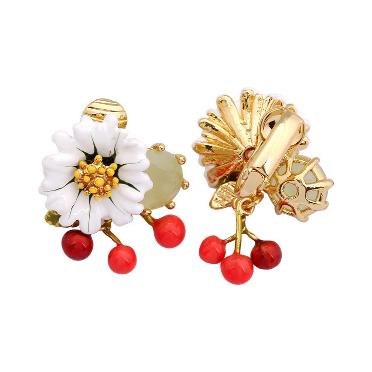 Daisy And Stone Enamel Earrings