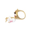 Sweet Sleep Cat Enamel Ring Open Close Delicate Design Ring