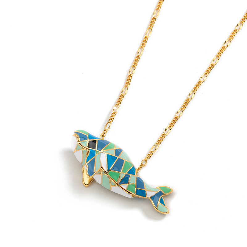 Fish Sweater Enamel Long Pendant Necklace