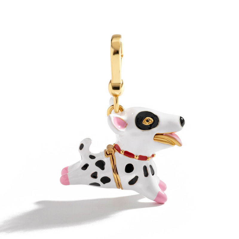 Dalmatian and Bone Enamel Pendant