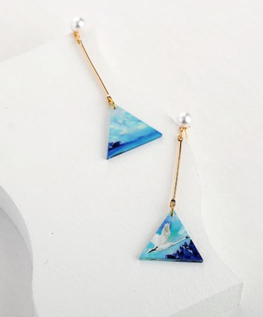 Flying Swan in Aurora Painting Earrings