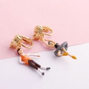 Ballet Girl and Boy Asymmetry Enamel Earrings Jewelry Stud Clip Earrings