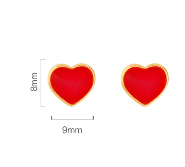 Lucky Heart Enamel Stud Earrings