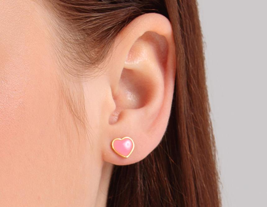 Lucky Heart Enamel Stud Earrings