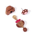 Cute Puppy Dog Asymmetrical Enamel Stud Earrings