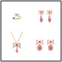 Pink Bow And Stone Enamel Earrings