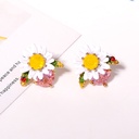 Daisy On Faceted Crystal Enamel Earrings