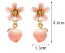 Pink Peach And Flower Enamel Earrings