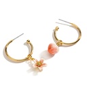 Pink Peach And Flower Enamel Dangle Earrings