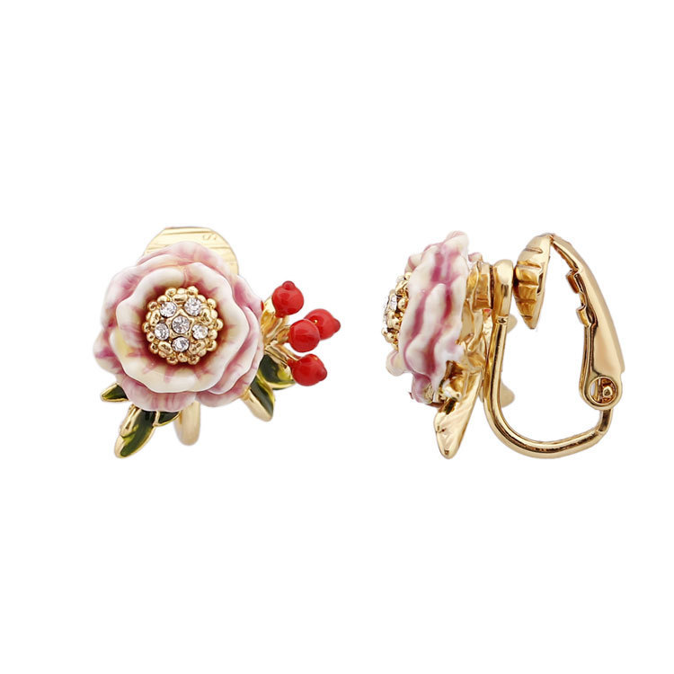 Flower And Berry Enamel Stud Earrings