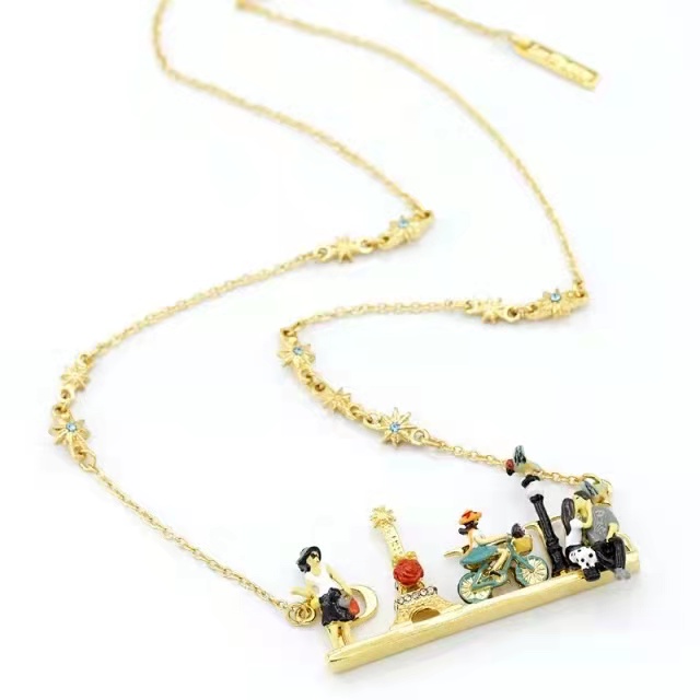 Paris Lovers Enamel Necklace Jewelry